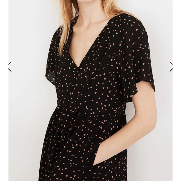 Madewell Flutter Sleeve Button Front Midi Dress with Pockets in Confetti Toss - Picture 1 of 11
